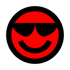 Smiley - cool - black outline, red theme - vector