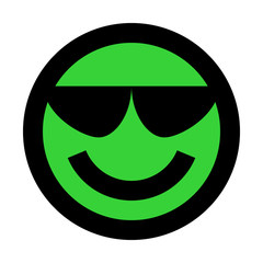 Smiley - cool - black outline, green theme - vector