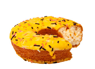 yummy yellow donut isolated on the white