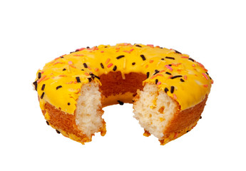 yummy yellow donut isolated on the white