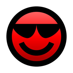 Smiley - cool - black outline, red gradient theme - vector