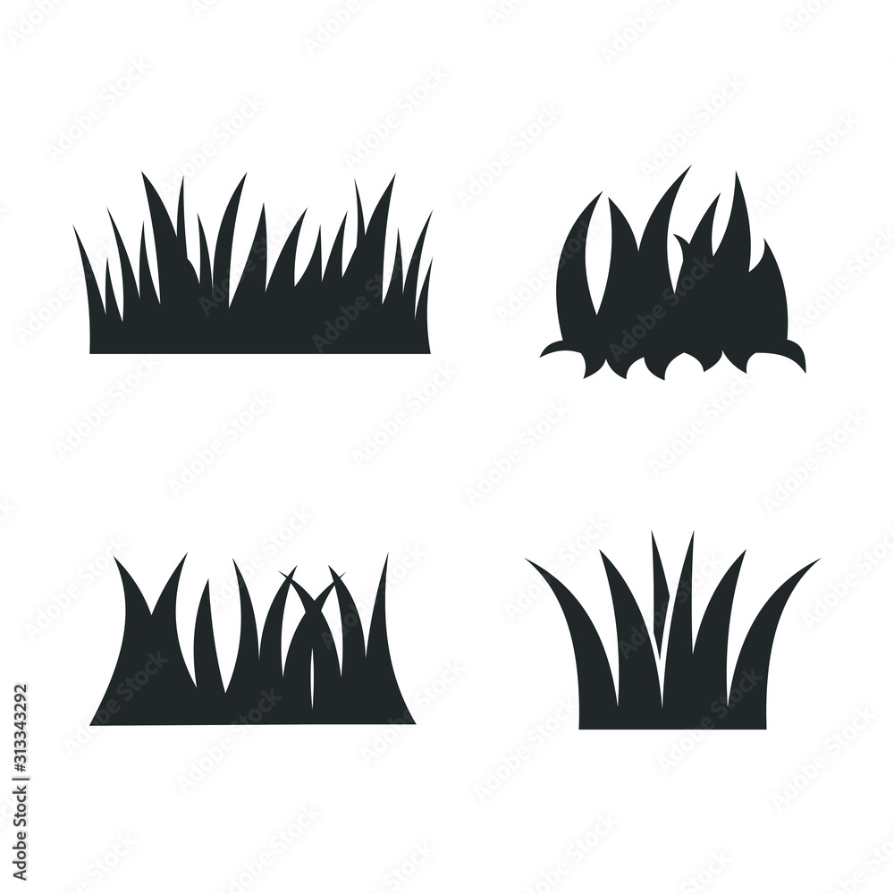 Poster Grass leaves icon template color editable. Organic Grass symbol vector sign isolated on white background illustration for graphic and web design.