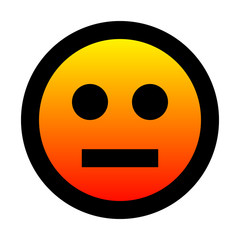 Smiley - neutral - black outline, warm orange gradient theme - vector