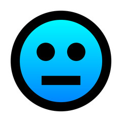 Smiley - neutral - black outline, cold blue gradient theme - vector