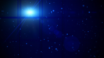 Artistic Yellowish Blue Light Behind Curtain Stripes With Circle Sparkle Dust Particles