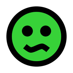 Obraz premium Smiley - bored - black outline, green theme - vector