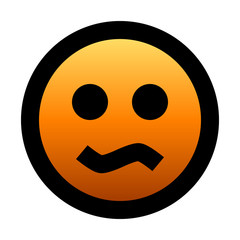 Fototapeta premium Smiley - bored - black outline, orange gradient theme - vector