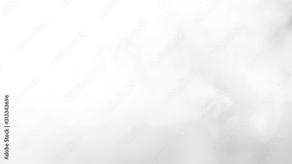 Wall mural bright white smoke smoke on a black background slow motion. start moving the cloud from left to righ