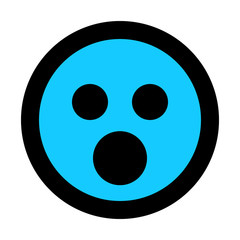 Smiley - shocked - black outline, blue theme - vector