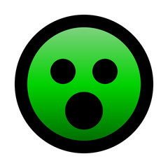 Smiley - shocked - black outline, green theme - vector