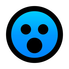 Smiley - shocked - black outline, blue theme - vector