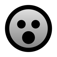 Smiley - shocked - black outline, gray theme - vector