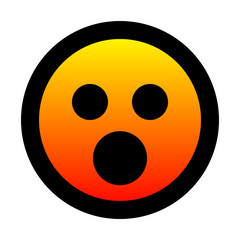 Smiley - shocked - black outline, warm orange theme - vector