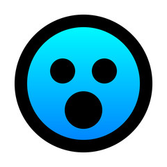 Smiley - shocked - black outline, cold blue theme - vector