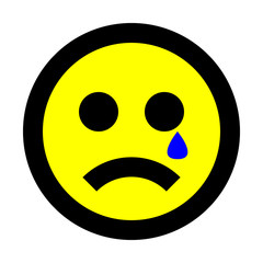Fototapeta premium Smiley - crying - black outline, yellow theme - vector