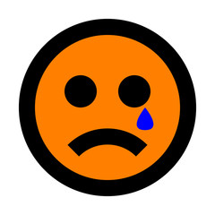 Fototapeta premium Smiley - crying - black outline, orange theme - vector