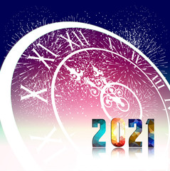 Happy new year 2021 with firework background. Firework display colorful for holidays.