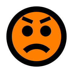 Smiley - angry - black outline, orange theme - vector