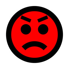 Smiley - angry - black outline, red theme - vector