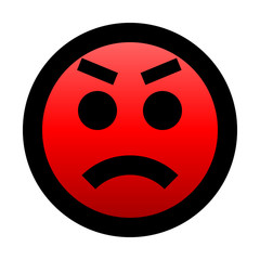 Smiley - angry - black outline, red gradient theme - vector