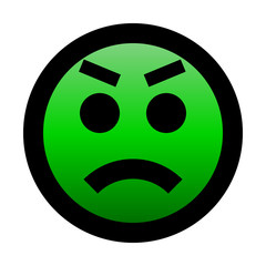Fototapeta premium Smiley - angry - black outline, green gradient theme - vector