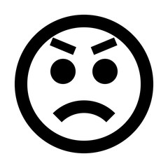 Smiley - angry - black outline theme - vector
