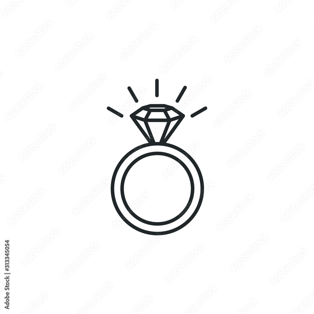 Poster ring with diamond icon template color editable. engagement and wedding ring symbol vector sign isola