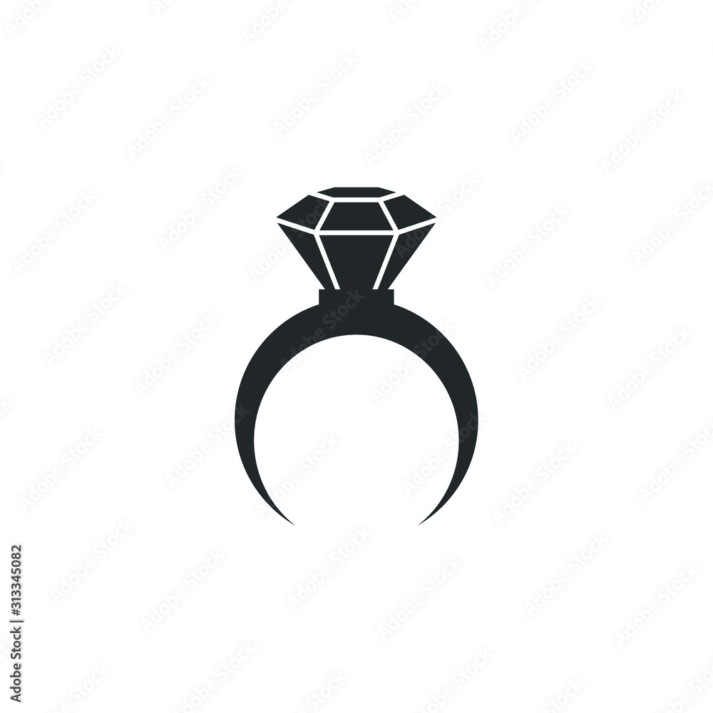Poster ring with diamond icon template color editable. engagement and wedding ring symbol vector sign isola