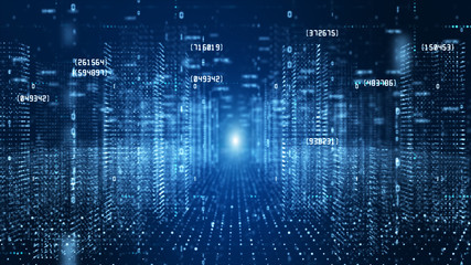 Digital cyberspace with particles and Digital data network connections concept.