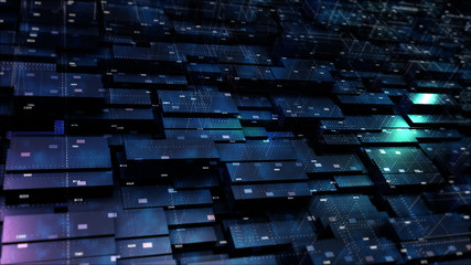 Obraz premium Digital cyberspace geometric background with particles and Digital data network connections.