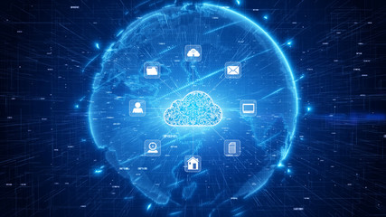 Secure Digital Data Network. Digital Cloud Computing Cyber Security Concept