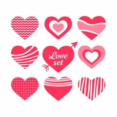 Collection of simple flat love icon Vector Design, love set for valentine, marriage