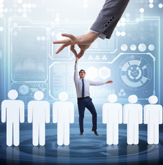 Recruitment concept with hand picking the best employee