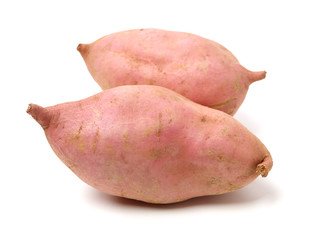 sweet potatoes on the white background