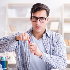 Medical student sitting at the lecture in university