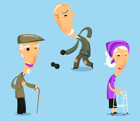 senior citizen cartoon set
