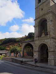 Fototapeta na wymiar Old church on the road to Santiago de Compostela, Camino de Santiago, Way of St. James, Journey from Foncebadon to Ponferrada, French way, Spain