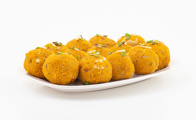 Indian Traditional Winter Sweet Food Methi Laddu Also Know as Methi Ke Laddu or Fenugreek Laddu Made From Fenugreek Seeds, Ginger, Saunf And Jaggery