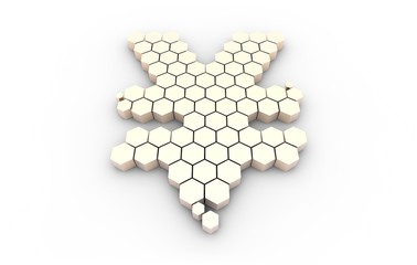 Renminbi currency symbol consisting of hexagon graphics, technology financial security and information storage, network data