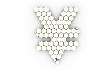 Renminbi currency symbol consisting of hexagon graphics, technology financial security and information storage, network data