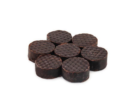 Indian Sweet Food Chocolate Peda Also Know as Chocolate Milk Peda, Pera or Pedha Made Using Sweet Condensed Milk And Cocoa Powder