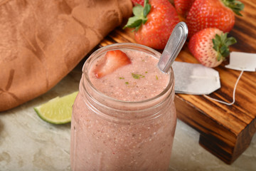 Healthy green tea strawberry smoothie