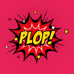 explosion with plop lettering pop art style icon vector illustration design