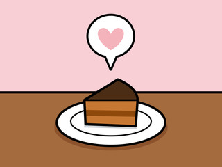 カフェタイム チョコケーキ（ハートの吹き出し）