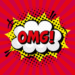 omg expression sign pop art style vector illustration design