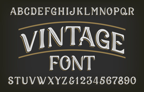 Vintage alphabet font. Messy handwritten letters and numbers. Stock vector typescript for your typography design.
