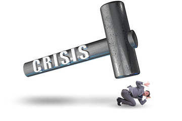 Businessman trying to survive during crisis