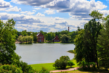 Admiralty on a bank of Big Pond in Catherine park at Tsarskoye Selo in Pushkin, Russia