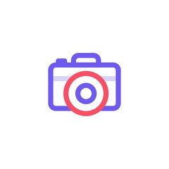 Editable photographing icons for web and mobile.Included icons line Camera, Photo camera with beautiful colors.Camera Icon in trendy flat style.Camera symbol for your web site design, logo, app, UI.