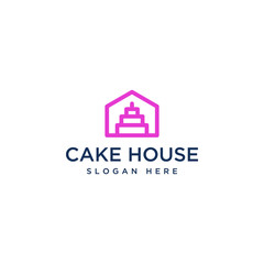 logo design of a cake house, or a house with a cake